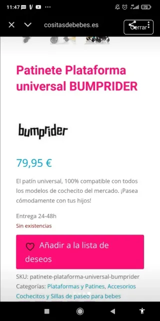 Patinete universal para cochecito de bebé