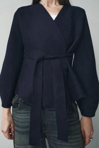 Chaqueta Zara Punto Cinturón Talla S
