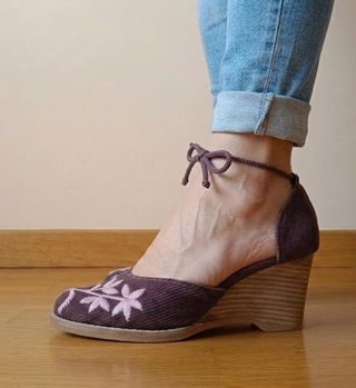 Alpargatas Zara Corduroy Bordado Floral