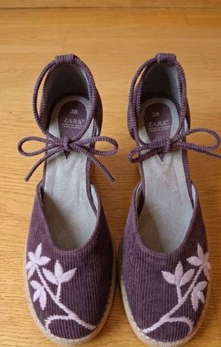 Alpargatas Zara Corduroy Bordado Floral
