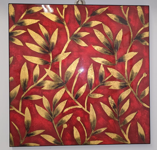 Cuadro Decorativo Hojas Doradas y Rojas