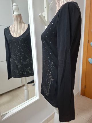 Top manga larga Calvin Klein Jeans negro