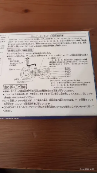 Mando PC Engine Arcade Pad 6 completo