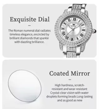 Reloj Olevs Mujer Plata con Cristales