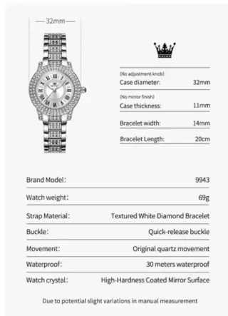 Reloj Olevs Mujer Plata con Cristales