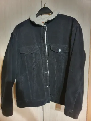 Cazadora pana negra forro borreguito