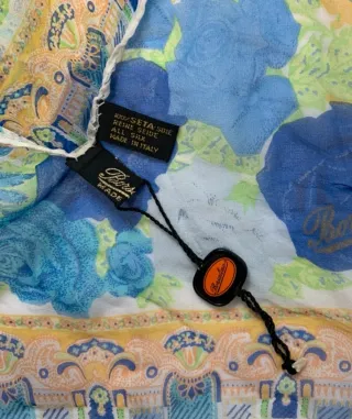 Foulard donna in seta blu e giallo