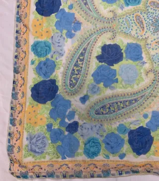 Foulard donna in seta blu e giallo