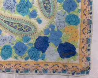 Foulard donna in seta blu e giallo