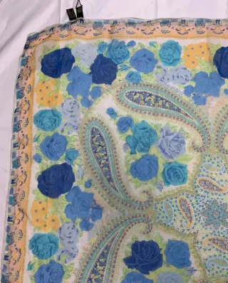 Foulard donna in seta blu e giallo