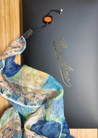 Foulard donna in seta blu e giallo