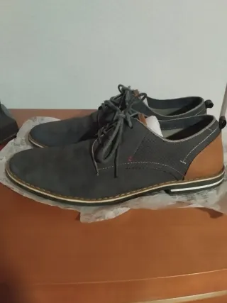 Zapatos Derby Casual Hombre Talla 44 Azul/Marrón