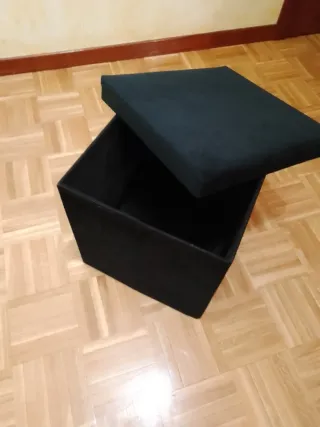 Puff baúl almacenamiento terciopelo negro