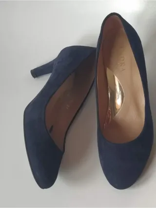 Zapatos tacón ante azul Zendra Talla 37