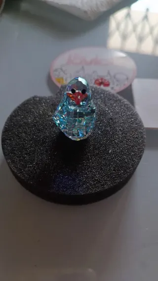 Pinguino Swarovski cristallo azzurro