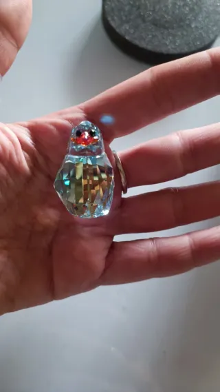 Pinguino Swarovski cristallo azzurro