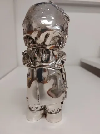 Scultura Bambola Resina Dorata