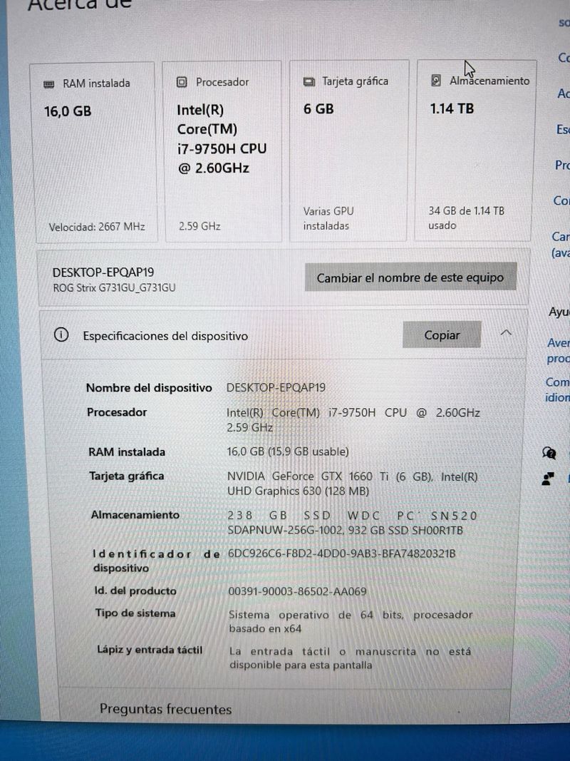 ASUS ROG Strix G731G 17 i7-9750H 16GB RAM afbeelding 2