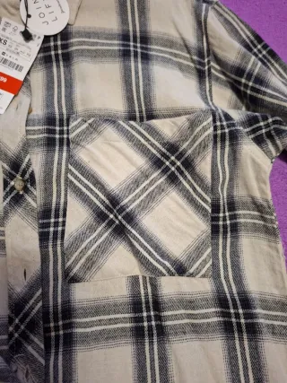 Camisa cuadros beige y negra Talla XS