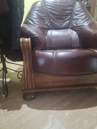 Sillón Vintage Piel y Madera