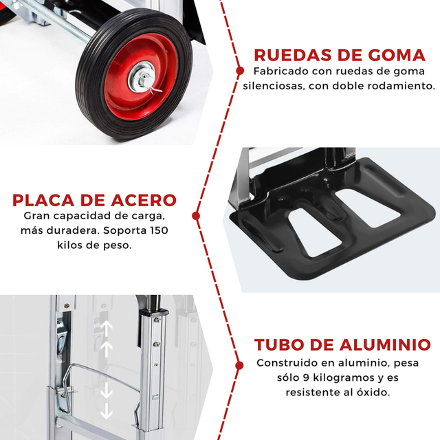 R089 Carretilla Aluminio 2 en 1 Plegable