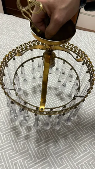 Lámpara metal láogrimas cristal