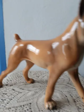 Figura Perro Boxer Porcelana Vintage