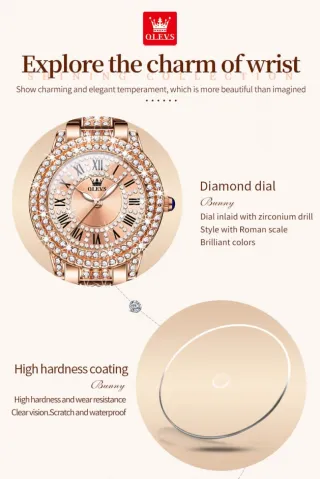 Reloj Olevs Mujer Dorado con Cristales
