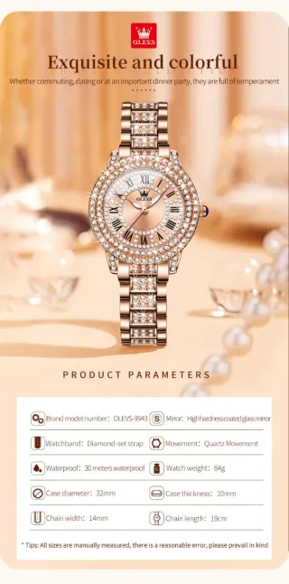 Reloj Olevs Mujer Dorado con Cristales