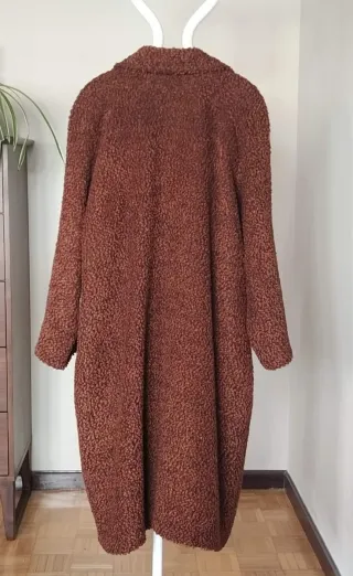 Abrigo lana bouclé marrón vintage talla 50