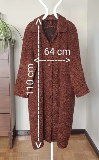 Abrigo lana bouclé marrón vintage talla 50