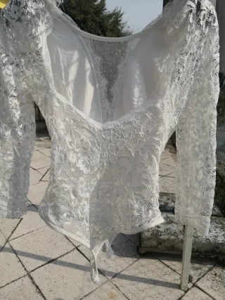 Body pizzo bianco maniche lunghe