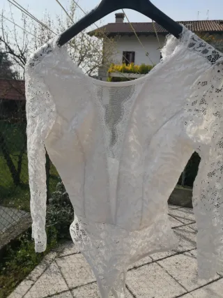 Body pizzo bianco maniche lunghe