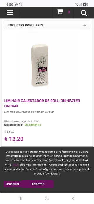 Calentador Cera Roll-On LIM WAX