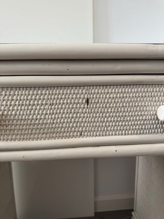 Escritorio mimbre blanco con cristal