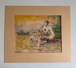 Basilio Cascella china e acquerello 30x40