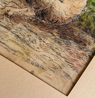 Basilio Cascella china e acquerello 30x40