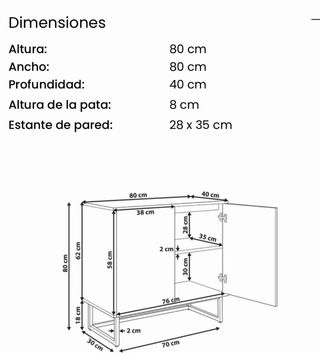 Cómoda recibidor madera y metal