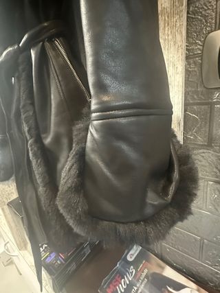 Cappotto ecopelle nero pelliccia Tg S