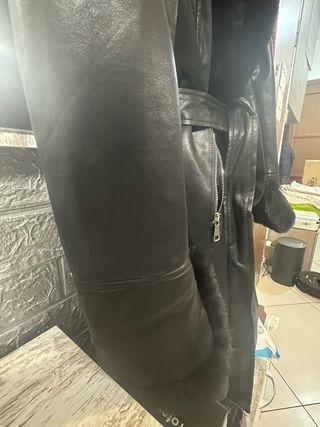 Cappotto ecopelle nero pelliccia Tg S