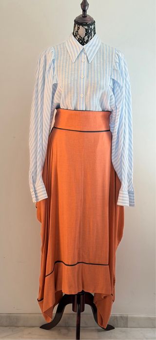 Camisa Rayas blanca y celeste en lino 50