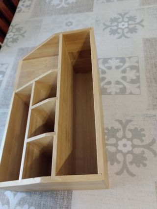 Organizer trucco capiente in bambù cm.24/16/11