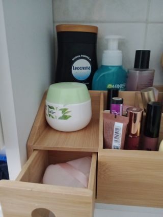 Organizer trucco capiente in bambù cm.24/16/11