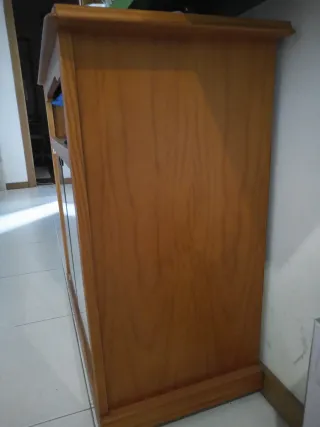 Mueble bajo TV madera y cristal