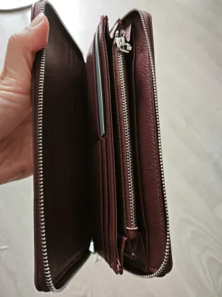 Cartera Porfois mujer rayas marrón y blanco