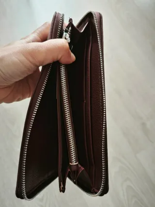 Cartera Porfois mujer rayas marrón y blanco