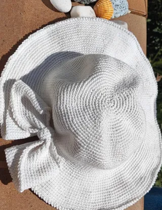 Sombrero crochet algodón blanco