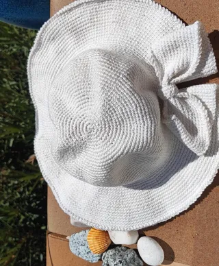 Sombrero crochet algodón blanco