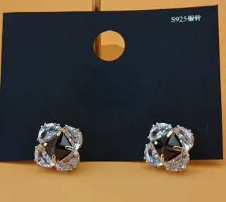 Pendientes Aro Oro con Cristales Verdes y Blancos