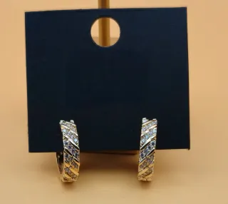 Pendientes Aro Oro con Cristales Verdes y Blancos